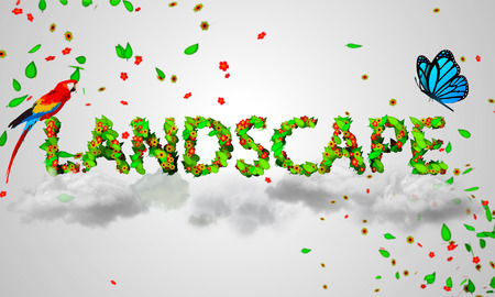Landscape leaves particles 3Dの写真素材