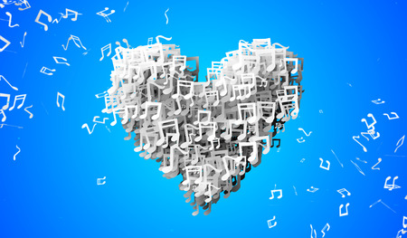 Love Blue Musical Note Particles 3Dの写真素材