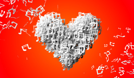 Love orange Musical Note Particles 3Dの写真素材