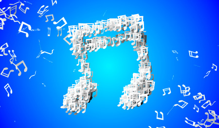 Blue Musical Note Particles 3Dの写真素材