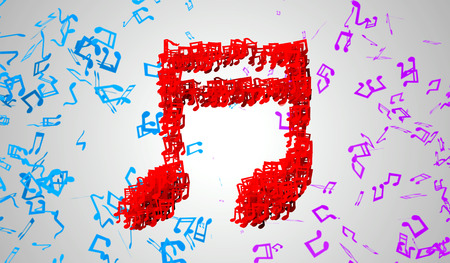 Red Musical Note Particles 3Dの写真素材