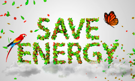 Save Energy leaves particles 3Dの写真素材