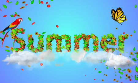 Summer leaves particles 3Dの写真素材
