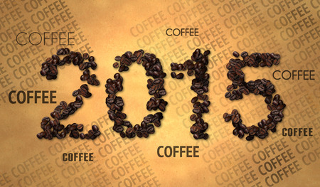 2015 Coffee Bean text on Old Paperの写真素材