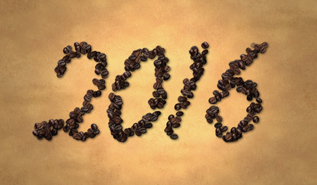 2016 Coffee Bean on Old Paperの写真素材