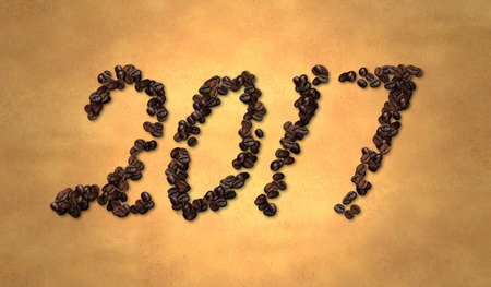 2017 Coffee Bean on Old Paperの写真素材