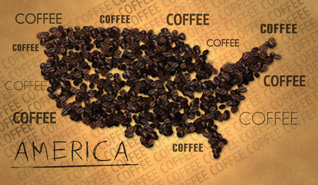 America map Coffee Bean producer on Old Paperの写真素材