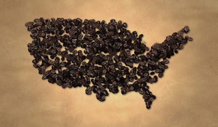America map Coffee Bean on Old Paperの写真素材