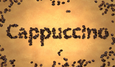 Cappuccino Coffee Bean on Old Paperの写真素材