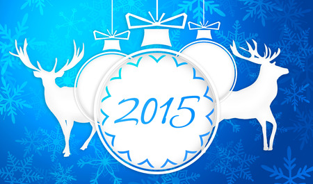 Simple Paper Art 2015 Ornament Decorative Blue Backgroundの写真素材