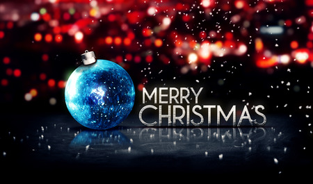Blue Silver Merry Christmas Bokeh Beautiful 3D Red Backgroundの写真素材