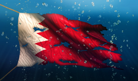Bahrain Under Water Sea Flag National Torn Bubble 3Dの写真素材