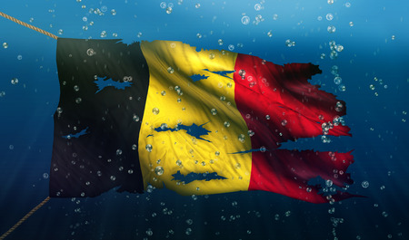 Belgium Under Water Sea Flag National Torn Bubble 3Dの写真素材