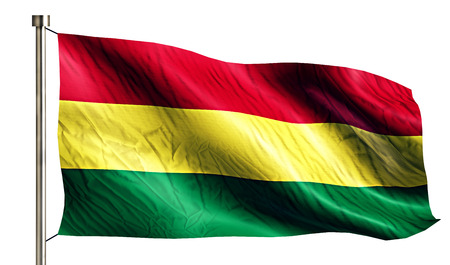 Bolivia National Flag Isolated 3D White Backgroundの写真素材