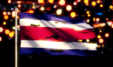 Costa Rica National Flag Torn Burned War Freedom Night 3Dの写真素材
