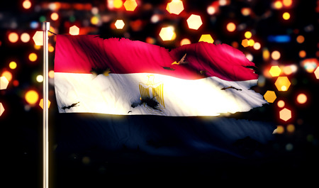 Egypt National Flag Torn Burned War Freedom Night 3Dの写真素材