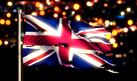 England UK National Flag Torn Burned War Freedom Night 3Dの写真素材
