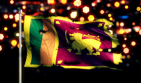 Sri Lanka National Flag Torn Burned War Freedom Night 3Dの写真素材