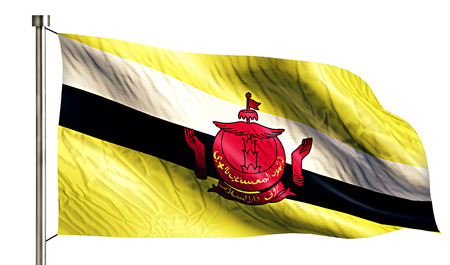Brunei National Flag Isolated 3D White Backgroundの写真素材