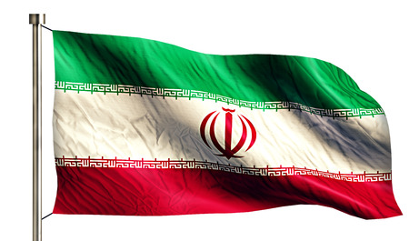 Iran National Flag Isolated 3D White Backgroundの写真素材
