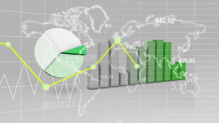 World Map Statistic Data Graph Green Finance 3D の写真素材
