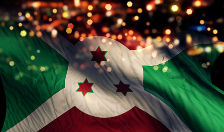 Burundi National Flag Light Night Bokeh Abstract Backgroundの写真素材
