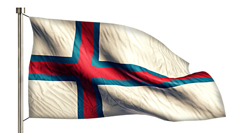 Faroe Islands National Flag Isolated 3D White Backgroundの写真素材