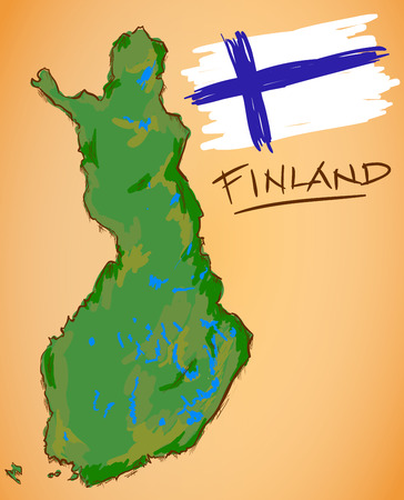 Finland Map and National Flag Vectorのイラスト素材