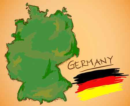 Germany Map and National Flag Vectorのイラスト素材
