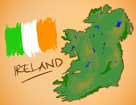Ireland Map and National Flag Vectorのイラスト素材