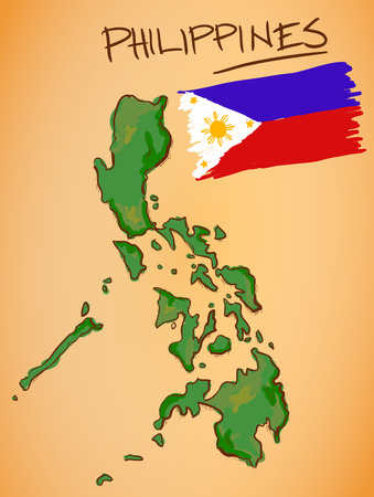 Philippines Map and National Flag Vectorのイラスト素材