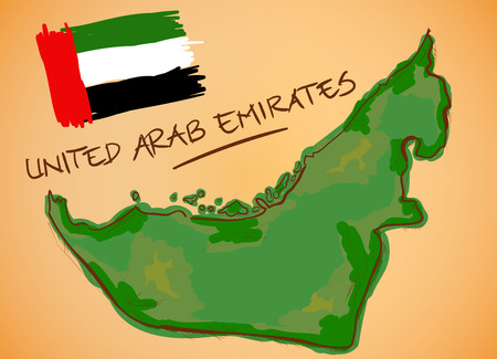 United Arab Emirates Map and National Flag Vectorのイラスト素材