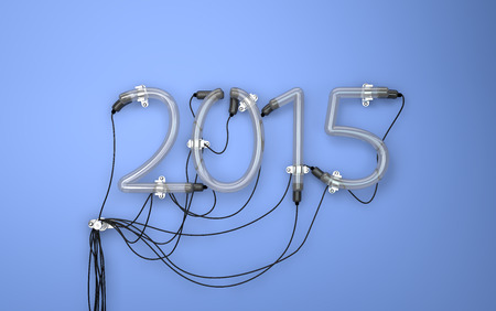 2015 Neon Light Blue Background 3Dの写真素材