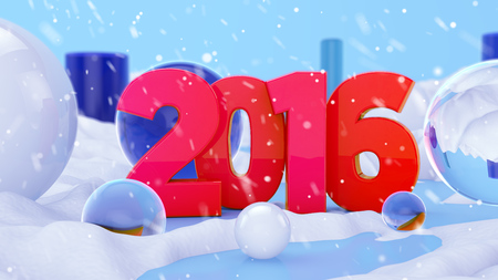 2016 Red Winter Landscape 3D Scene