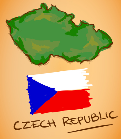 Czech Republic Map and National Flag Vectorのイラスト素材