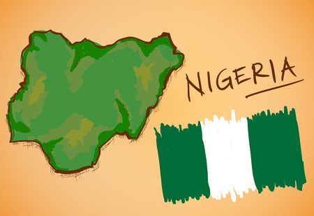 Nigeria Map and National Flag Vectorのイラスト素材
