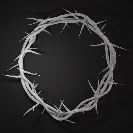 Crown of Thorns 3D Rendering Centre From Above Empty Space Dark Backgroundの写真素材