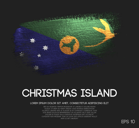 Christmas Island Flag Made of Glitter Sparkle Brush Paint Vectorのイラスト素材