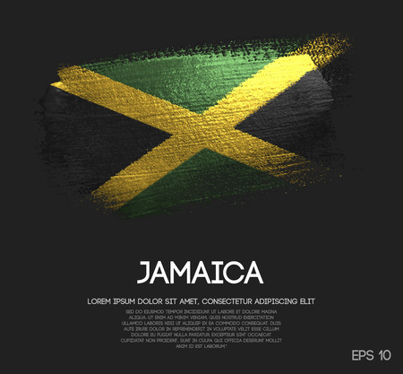 Jamaica Flag Made of Glitter Sparkle Brush Paint Vectorのイラスト素材