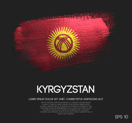 Kyrgyzstan Flag Made of Glitter Sparkle Brush Paint Vectorのイラスト素材