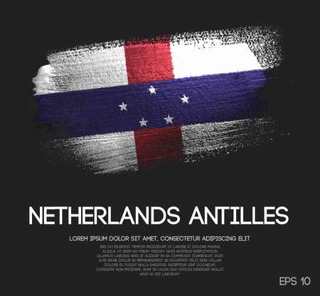 Netherlands Antilles Flag Made of Glitter Sparkle Brush Paint Vectorのイラスト素材