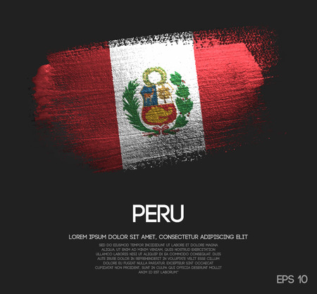 Peru Flag Made of Glitter Sparkle Brush Paint Vectorのイラスト素材
