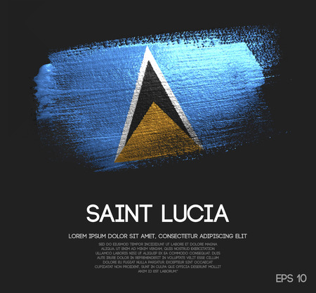 Saint Lucia Flag Made of Glitter Sparkle Brush Paint Vectorのイラスト素材