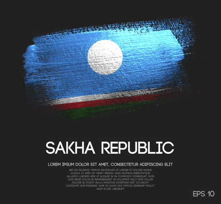 Sakha Republic Flag Made of Glitter Sparkle Brush Paint Vectorのイラスト素材