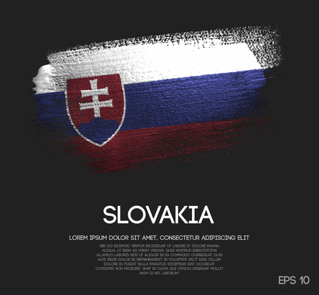 Slovakia Flag Made of Glitter Sparkle Brush Paint Vectorのイラスト素材