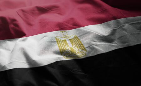 Egypt Flag Rumpled Close Upの写真素材