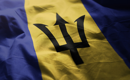 Barbados Flag Rumpled Close Up