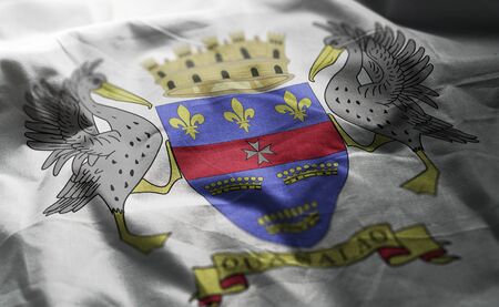 Saint BarthÃ©lemy Flag Rumpled Close Upの写真素材