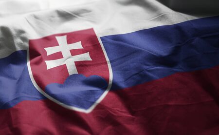 Slovakia Flag Rumpled Close Up