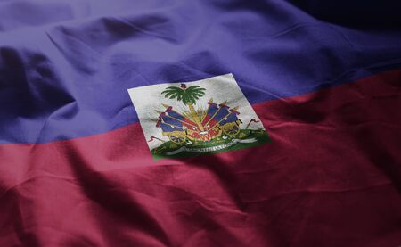 Haiti Flag Rumpled Close Up